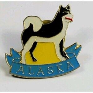 Alaska Husky Dog Souvenir Lapel Pin Enamel Collectible Travel Badge Brooch